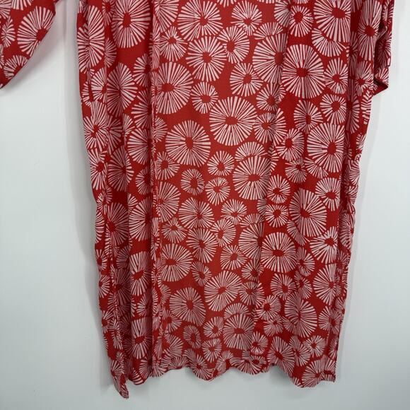 LOFT Open Kimono topper Size XS/Small Red Floral Artsy Long Length - Picture 4 of 9